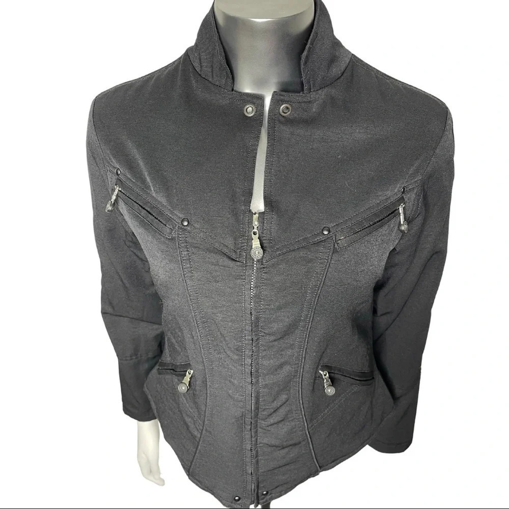 Jamie Sadock Jacket Black Zipper Front Golf Jacket Size 0 - Picture 6 of 6
